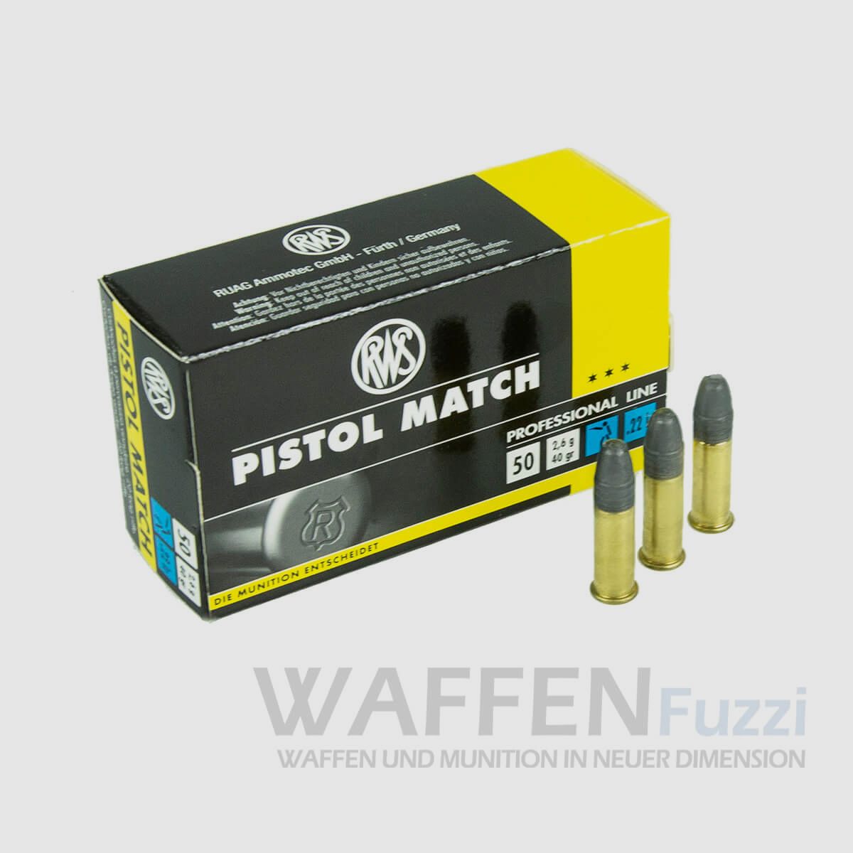 RWS Randfeuerpatrone Pistol Match Calibre .22lr 50 coups