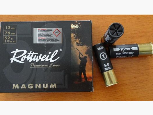Rottweil Rottweil: Magnum Schrotpatronen 12/76-4,0mm 52g