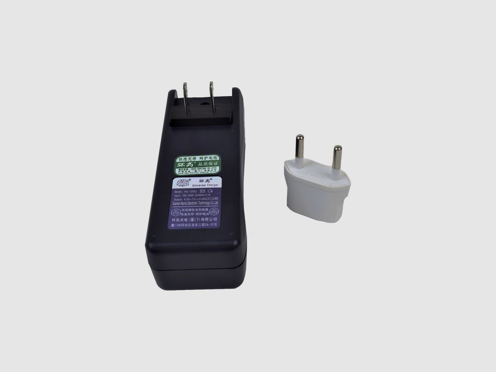 Ladegerät für Lithiumbatterien 18650 + USA-EU-Adapter, Bild 3 von 3