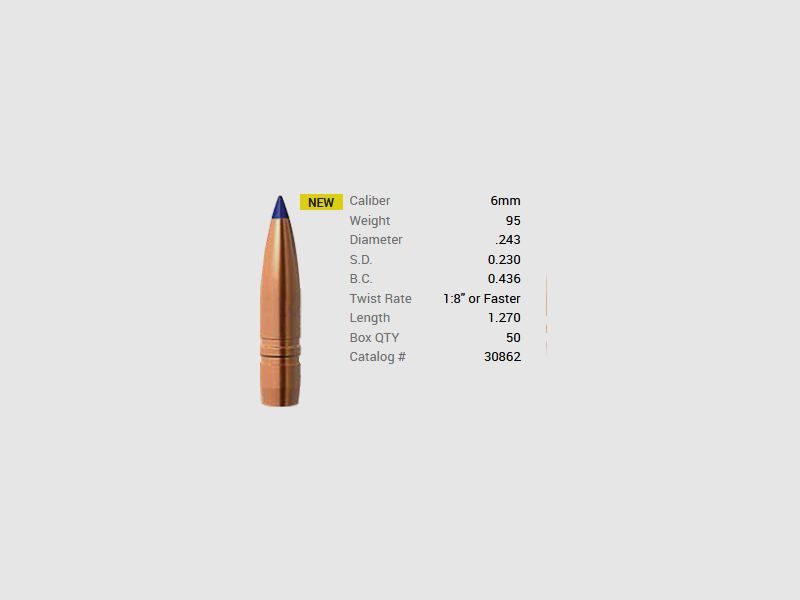 Barnes Geschoss 6mm/.243 95GR Long-Range X BT 50 Stück