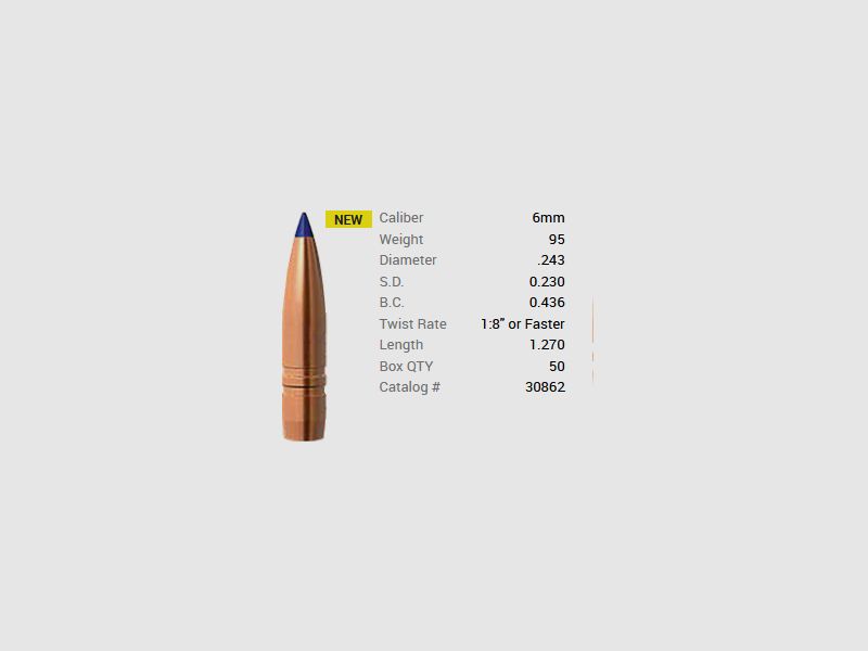 Barnes Pocisk 6mm/.243 95GR Long-Range X BT 50 sztuk