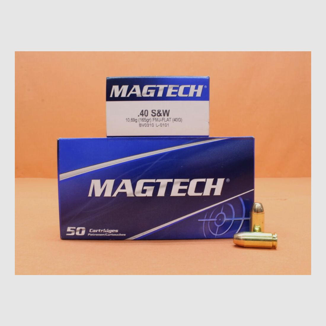 Magtech Patrone .40S&W Magtech 165grs FMJ/ FMC-FLAT (40G) VE 50 Patronen/ 10,69g Vollmantel-Flachkopf