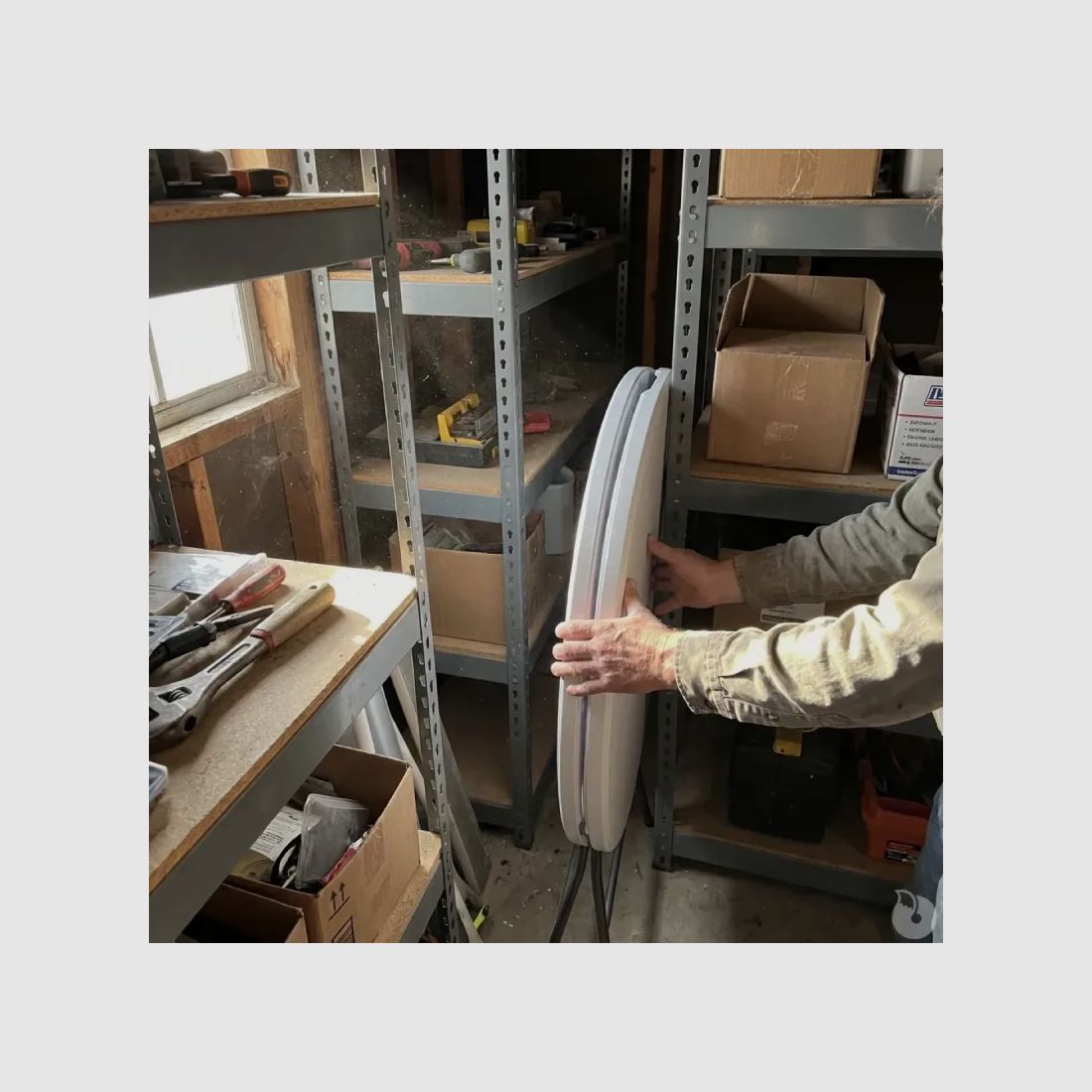 Runde weiße Bar-Tisch Durchmesser 80 cm - Höhe 80 cm - Klappbar, Bild 5 von 8