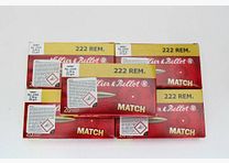 100 coups S&B Match .222Rem 3,36 grammes 52grs. paquet de 5x20