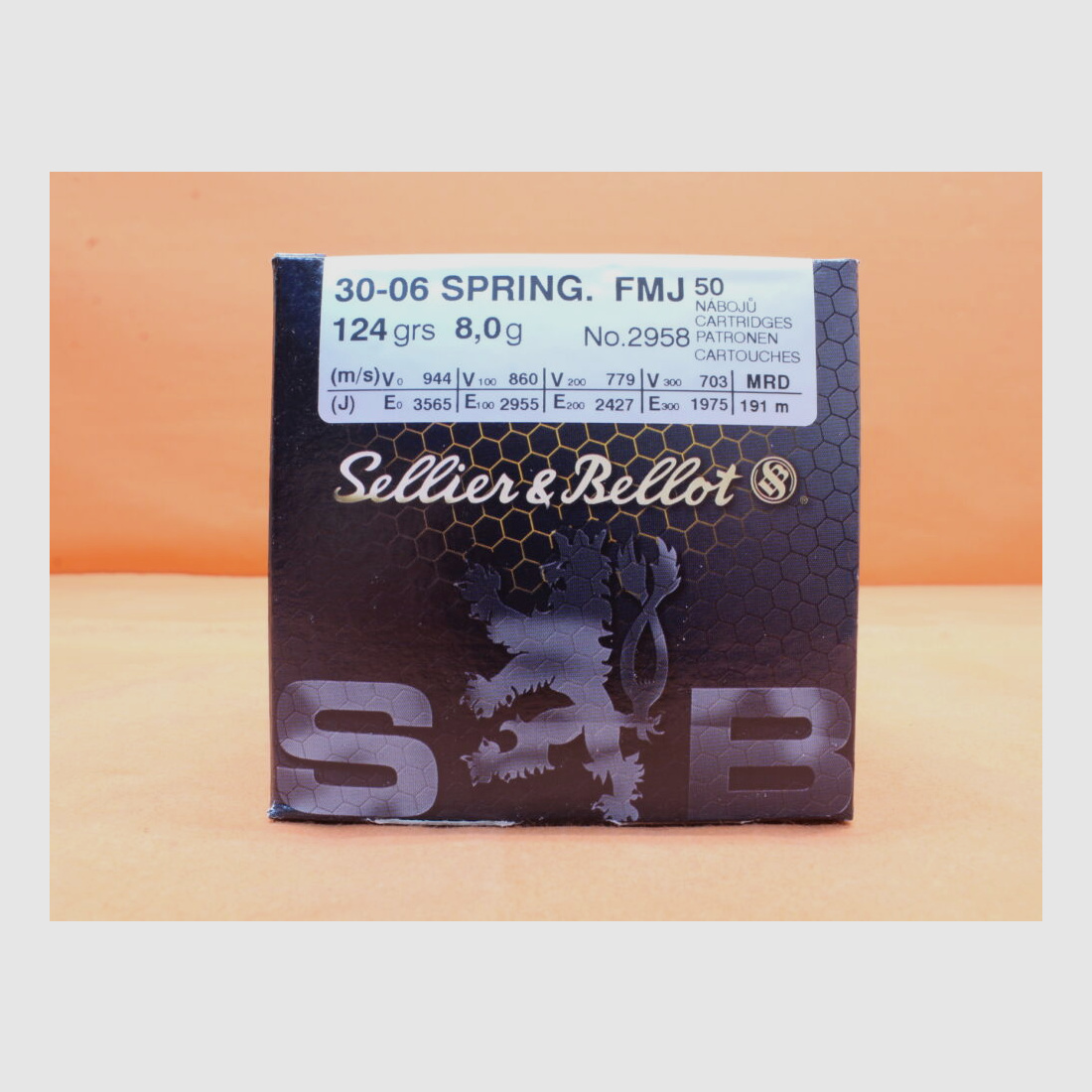 Sellier & Bellot S&B	 Patrone .30-06Spring S&B/ Sellier&Bellot 124grs FMJ VE 50 Patronen/ 8,0g Vollmantel