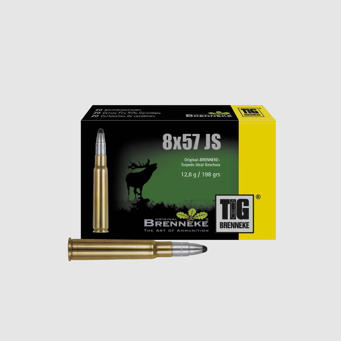 Cartouche de fusil avec projectile TIG – 8 x 57 IS, Orig. BRENNEKE TIG 12,8 g VE20
