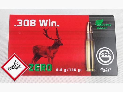 Geco ZERO cartuccia da caccia cal..308 Win 136gr