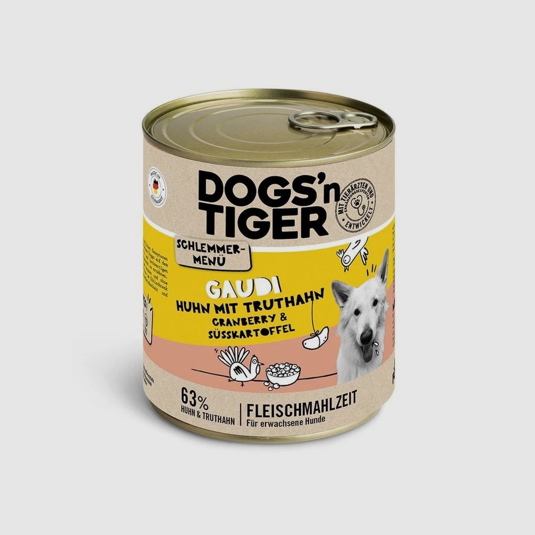 Dogs'n Tiger Hunde Nassfutter Gaudi Huhn & Truthahni 800 g