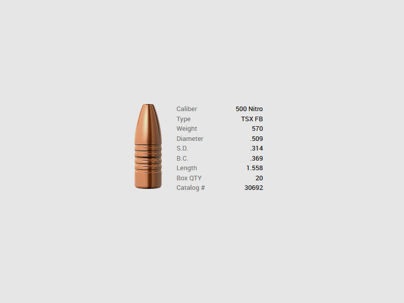 Barnes Geschoss .500 Nitro/.509 570GR TSX HP FB 20 Stück, Bild 1 von 2