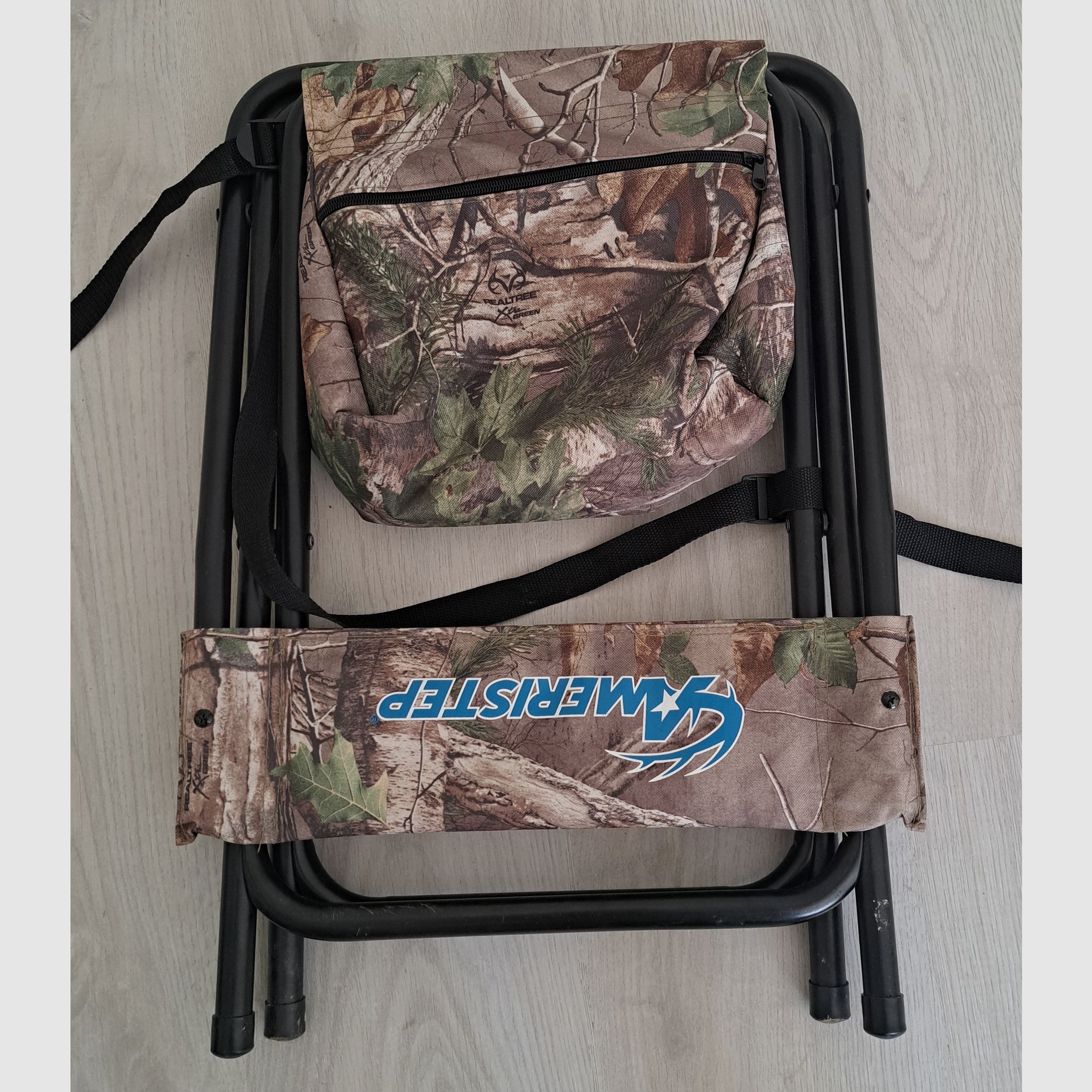 Hunting Ameristep folding chair with storage compartment