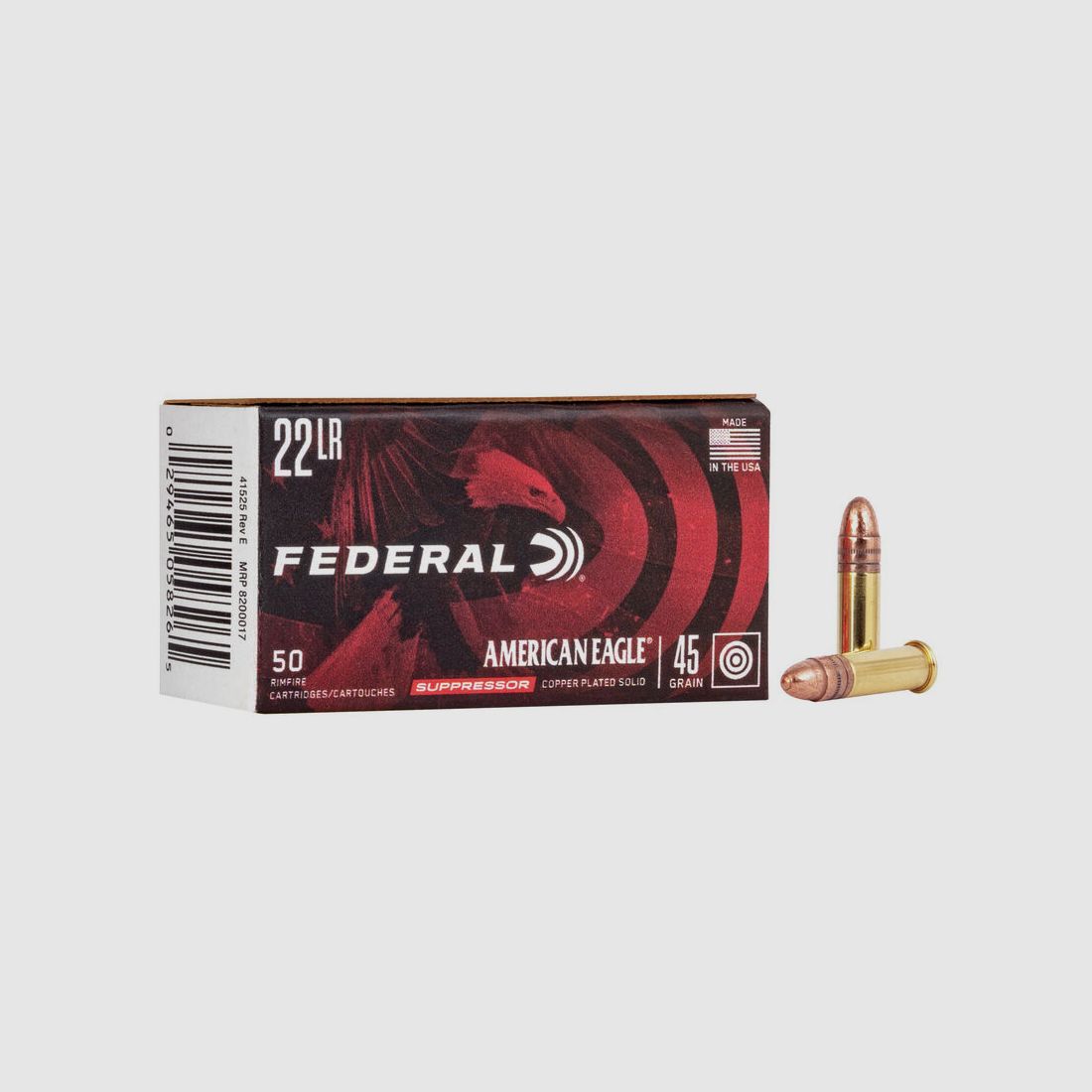 Federal American Eagle Suppressor .22 LR 45GR CPRN 50 cartouches