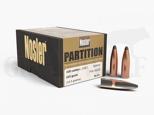 .338 / 8,5 mm 225 gr / 14,6 g Nosler Partition Balas 50 piezas