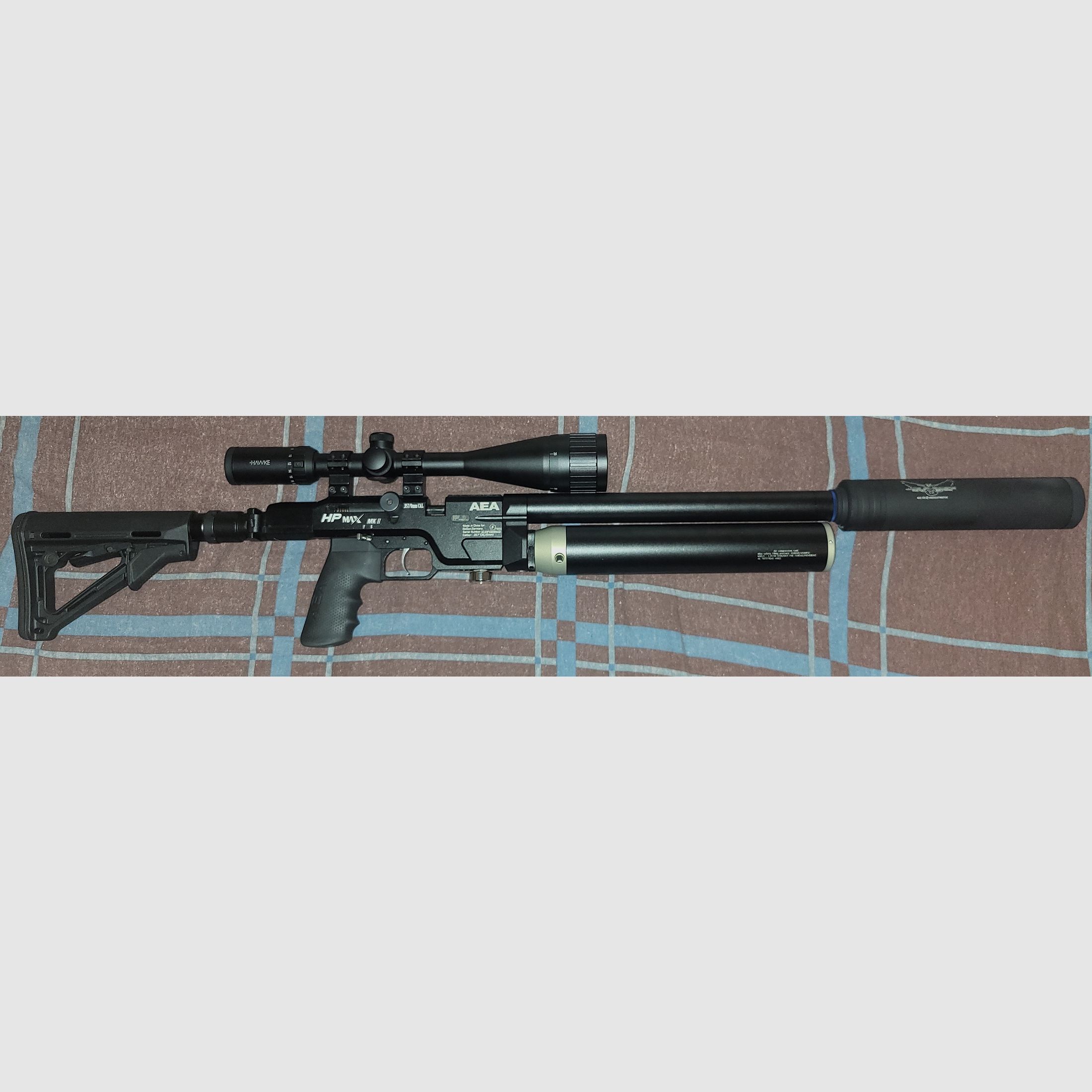 AEA HP MAX Mk.2 mit JADS Waldkauz Schalldämpfer, Hawke Vantage Zielfernrohr und viel mehr