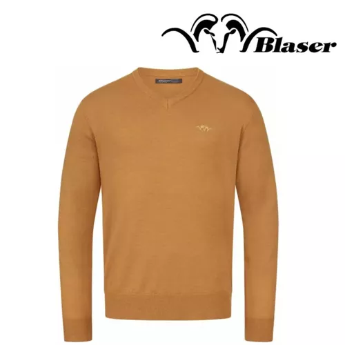 Pull merino col v Orange blaser
