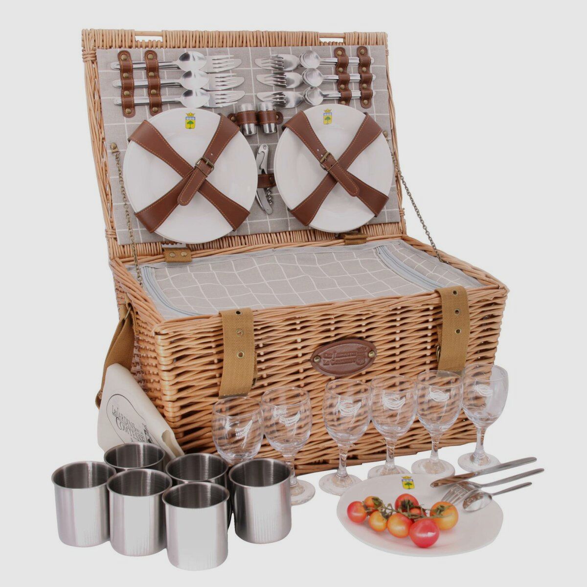 Lovergreen picnic motif picnic basket for six people Concorde