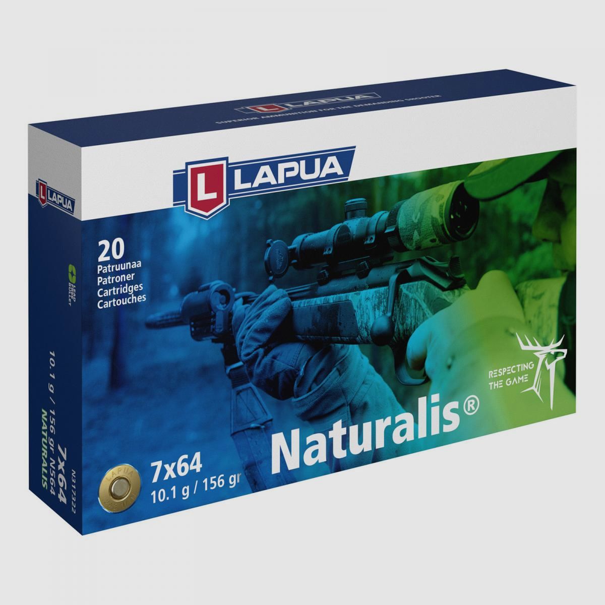 Lapua 7x64 156GR Naturalis 20 cartouches