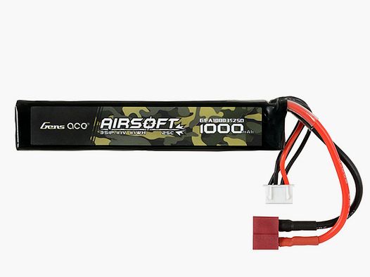 Batterie LiPo Airsoft Gens Ace 25C 1000mAh 3S1P 11.1V T-Plug