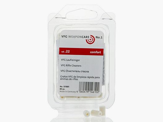 VFG Limpiador de cañón Comfort / 80 pcs Accesorios de limpieza .22 para armas