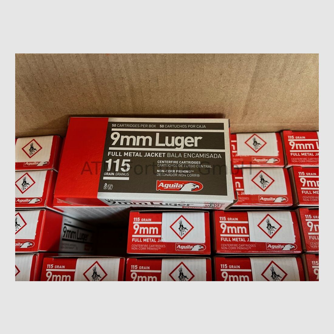 Aigle 1000 pièces Standard 9mm Luger (9x19) FMJ 115 grs cartouches de pistolet