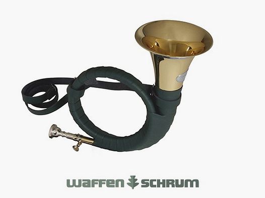 Kühnl&Hoyer Fürst-Plesshorn B Mod. 1304 Goldmessingschallbecher, Neusilberkranz, Lederriemen, Echtlederwicklung, Lackiert