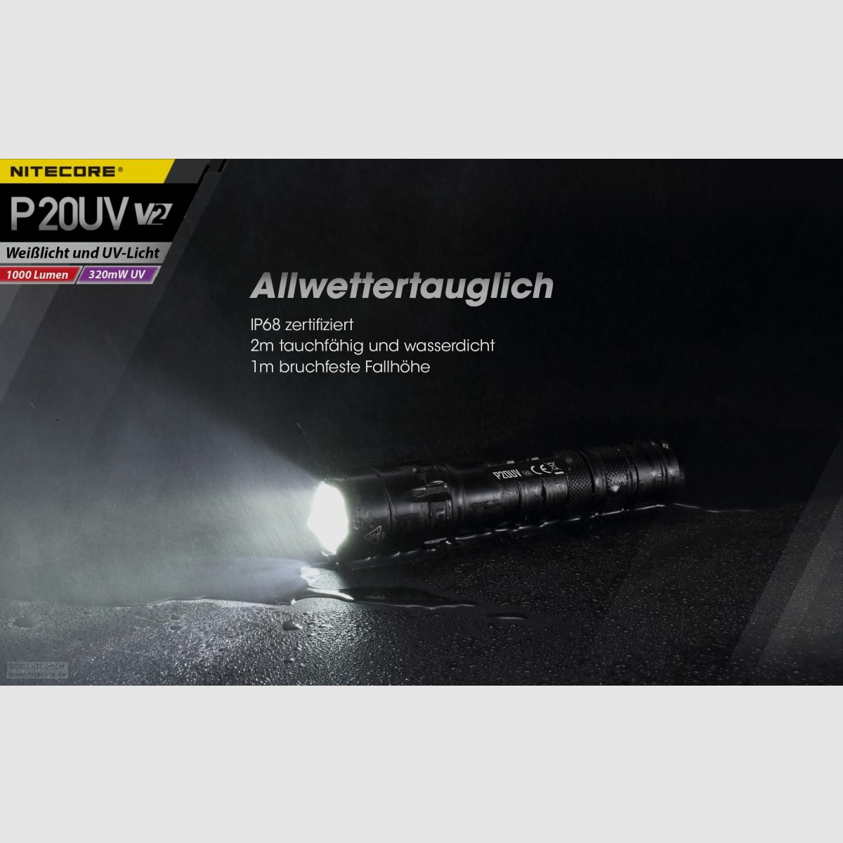 Nitecore P20UVV2 Taschenlampe P20UV V2 1000 Lumen UV Licht
