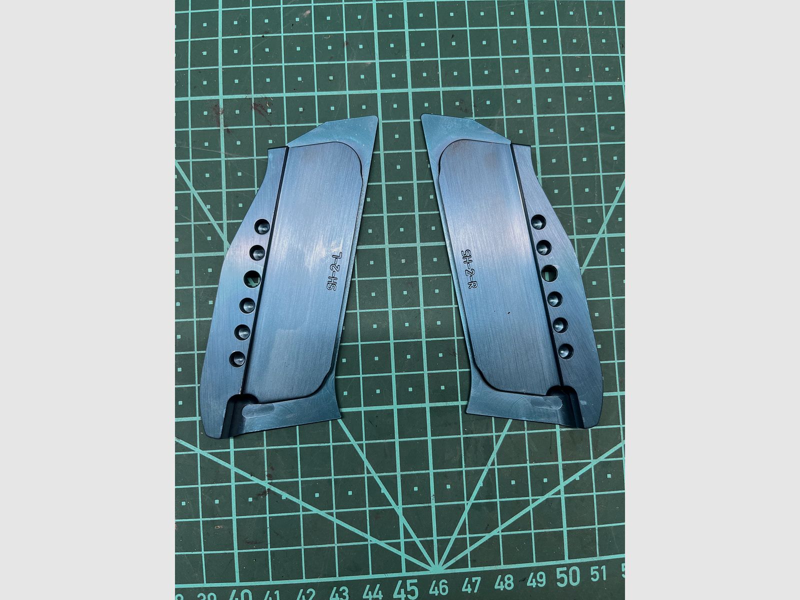 Shadow 2 grips blue anodized.