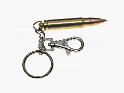 Cartridge keychain made of metal + carabiner