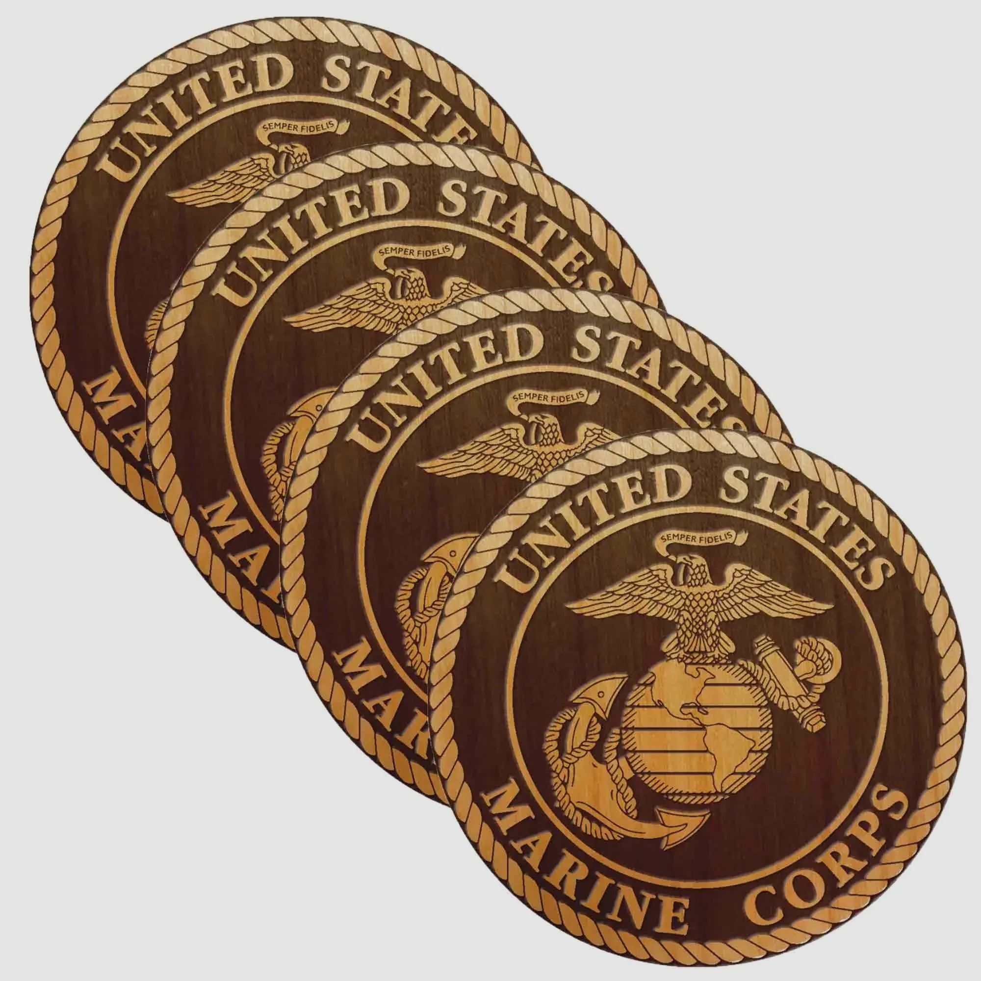 7.62 Design 7.62 Design Holzuntersetzer USMC Wood Coaster 4er Set