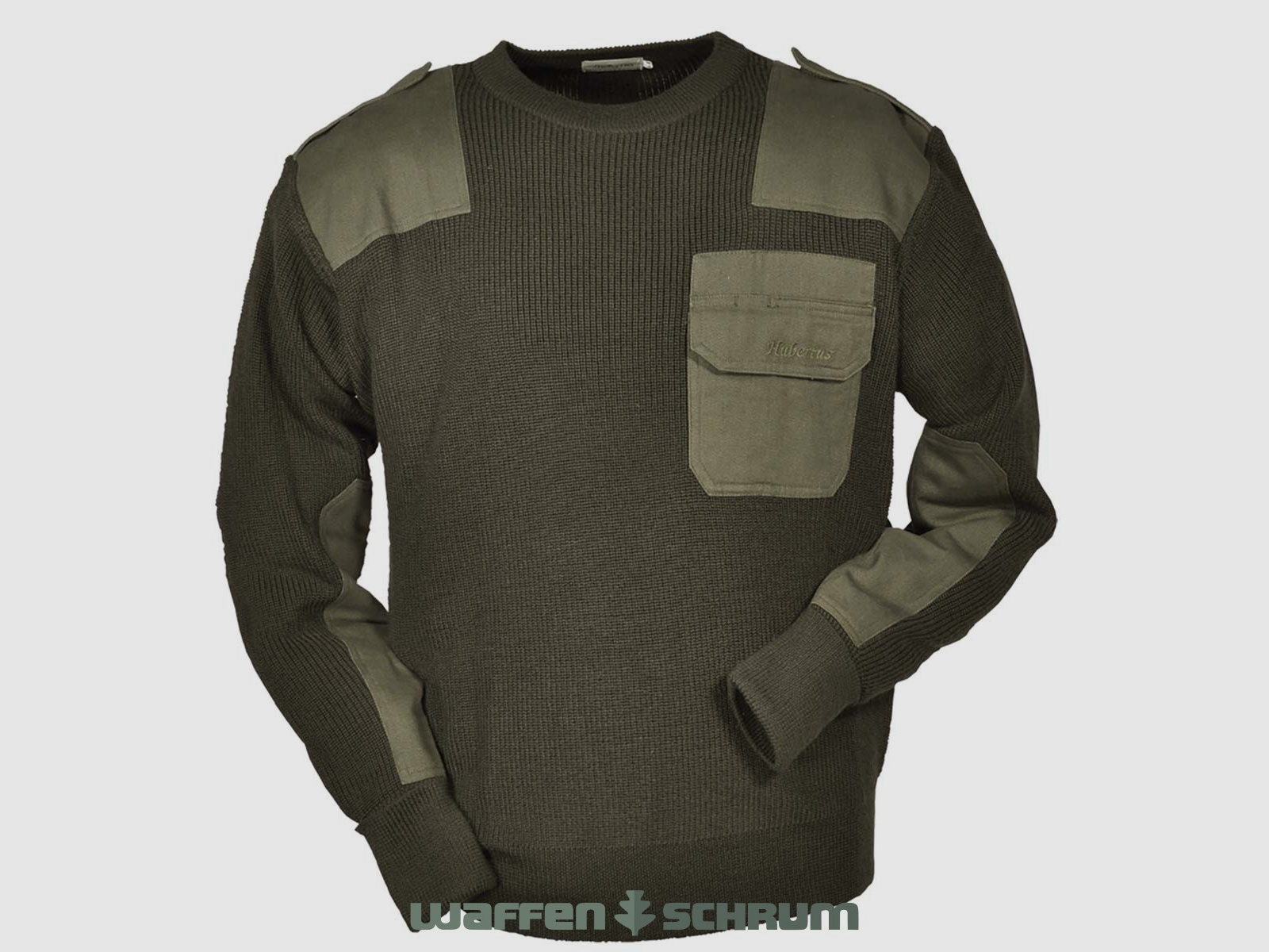 Hubertus Jagdpullover mit Besätzen  Oliv