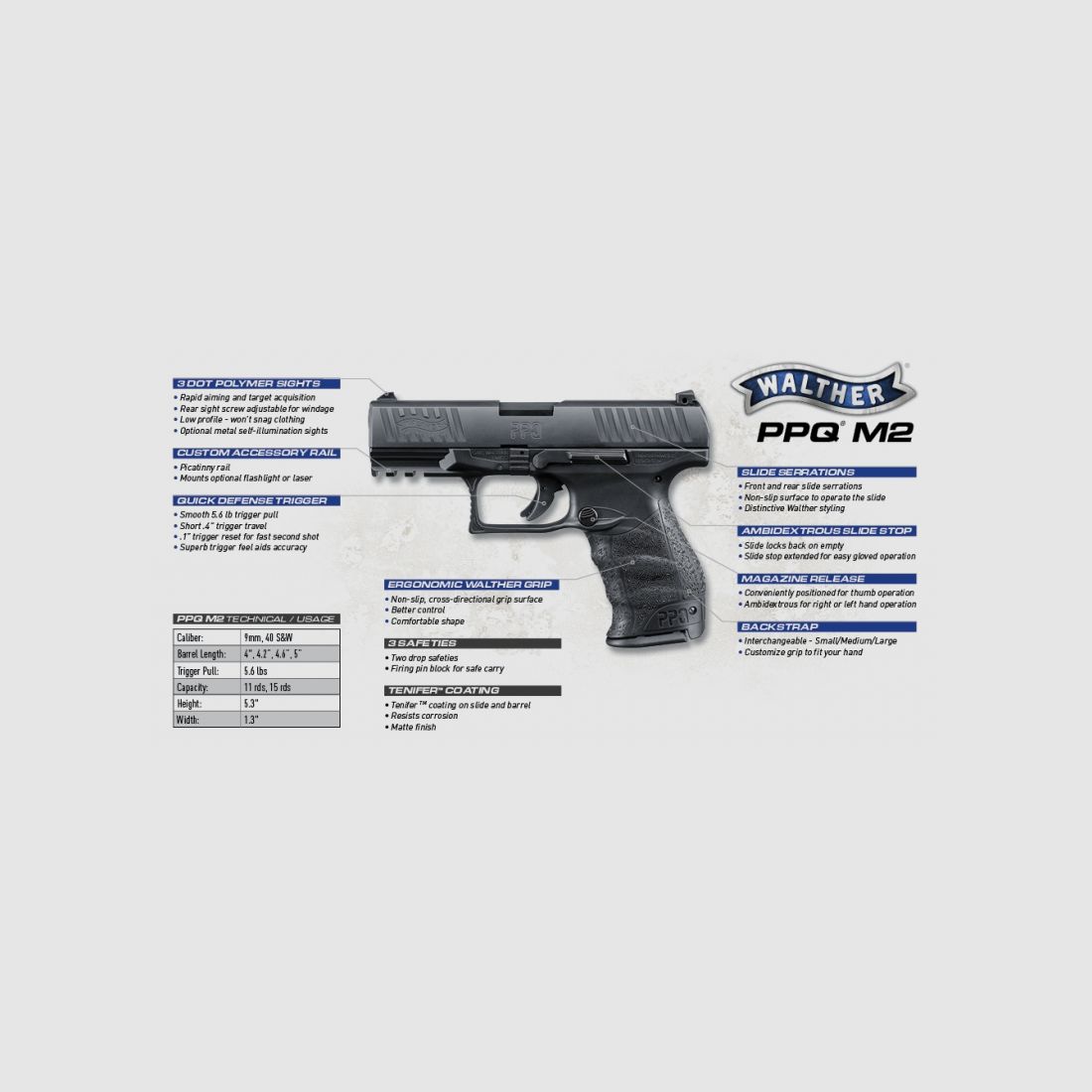 Walther PPQ M2 5" 9x19mm, afbeelding 2 van 2