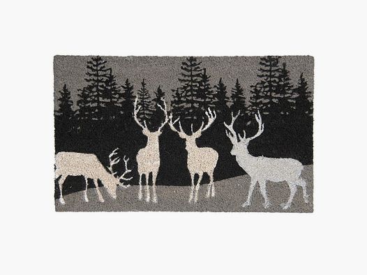 Lovergreen Outdoor Motiv Kokosnuss/ PVC-Fumatte mit Hirschen schwarz und wei