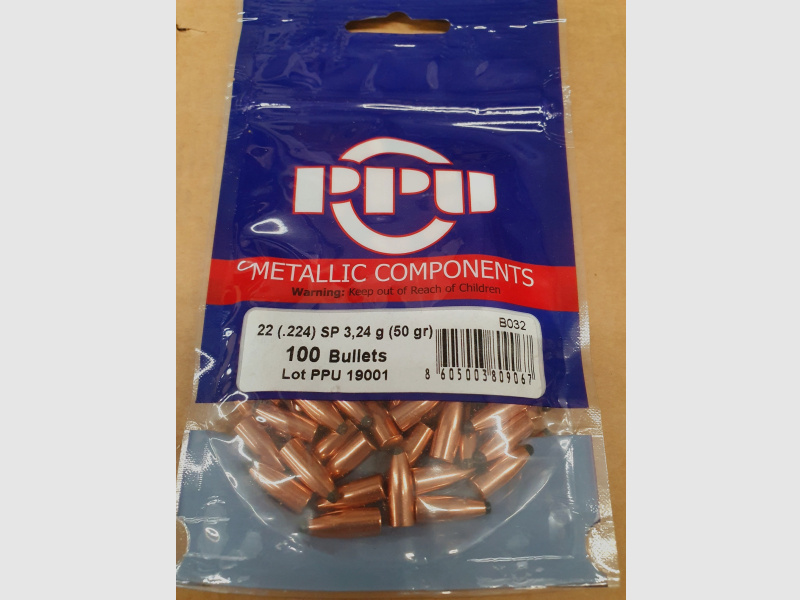 .224/50grs PPU SP 100 Stk. Geschosse B-032