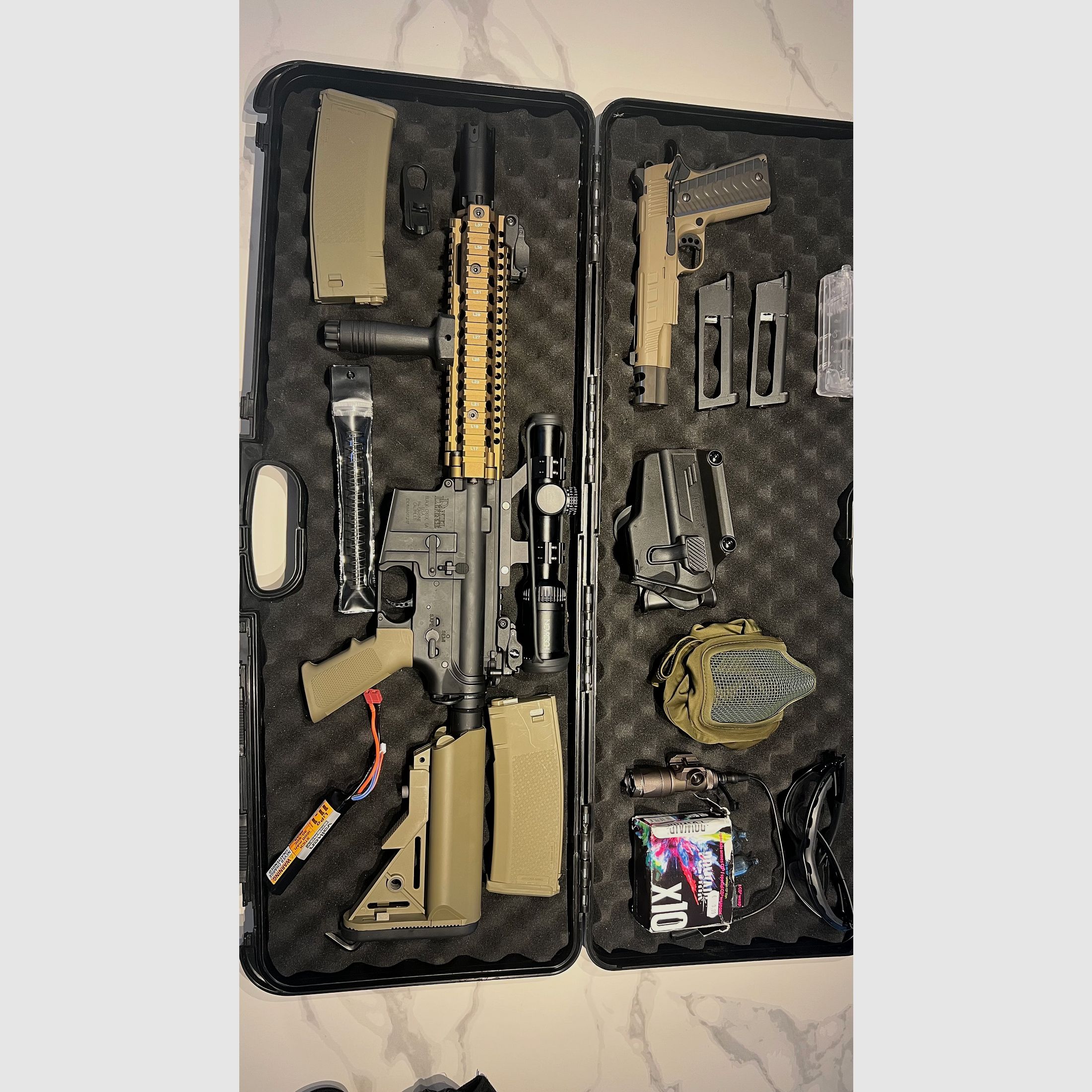 Airsoft full loadout MK18 replica + attachments,KJWorks KP19 CO2 blowback