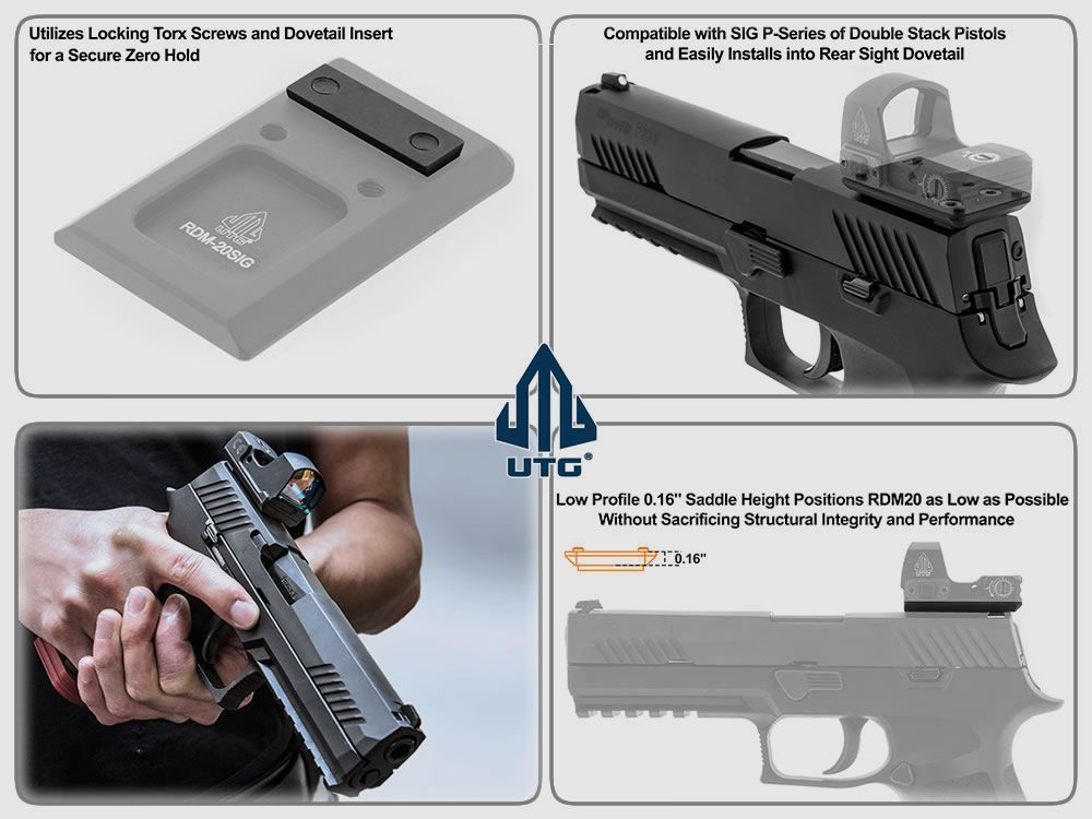 UTG Montage fĂĽr Reflex Dot Leuchtpunktvisier auf SIG P-Modelle mit Schwalbenschwanz