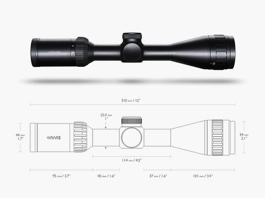 Zielfernrohr Hawke Airmax 3-9Ă—40 AMX, 1 Zoll Tubus, AMX Absehen unbeleuchtet