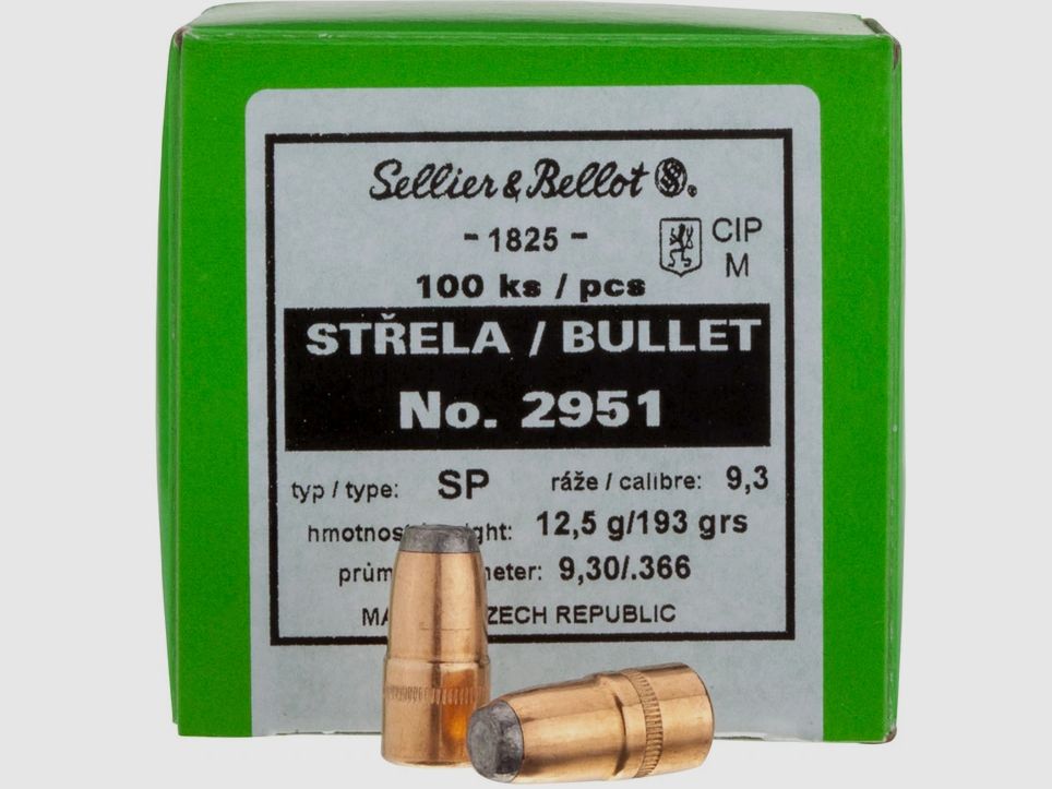 Sellier & Bellot Kogels 9,3mm/.366 SP 193GR 100 stuks