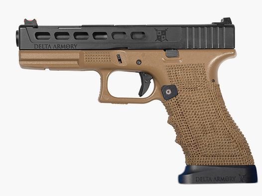 P06 GBB Airsoft Pistole mit Grip Stippling in Tan | Delta Armory
