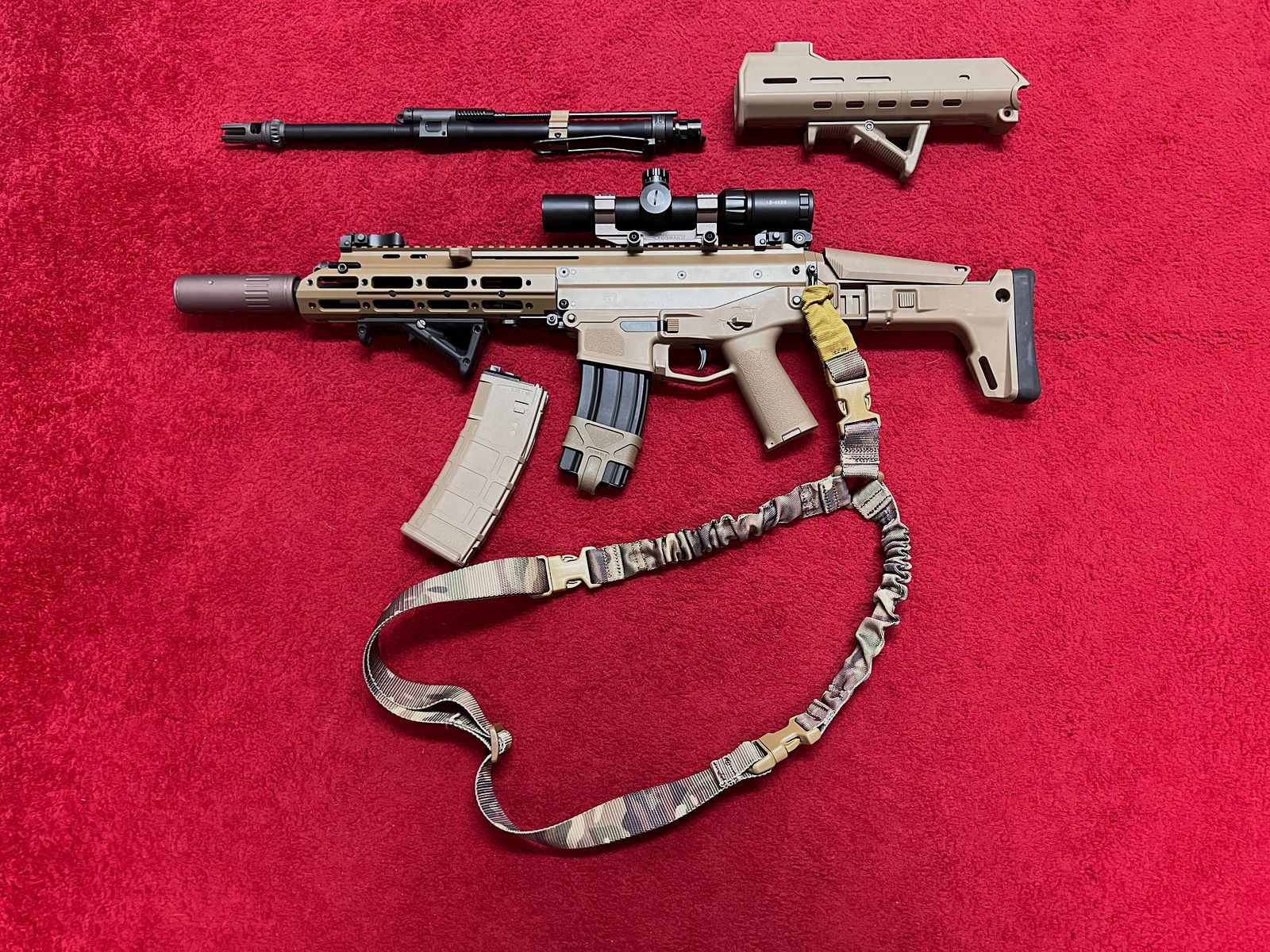 Wei-ETech MSK Masada Open Bolt GBB 6mm BB in Tan with accessories and interchangeable system