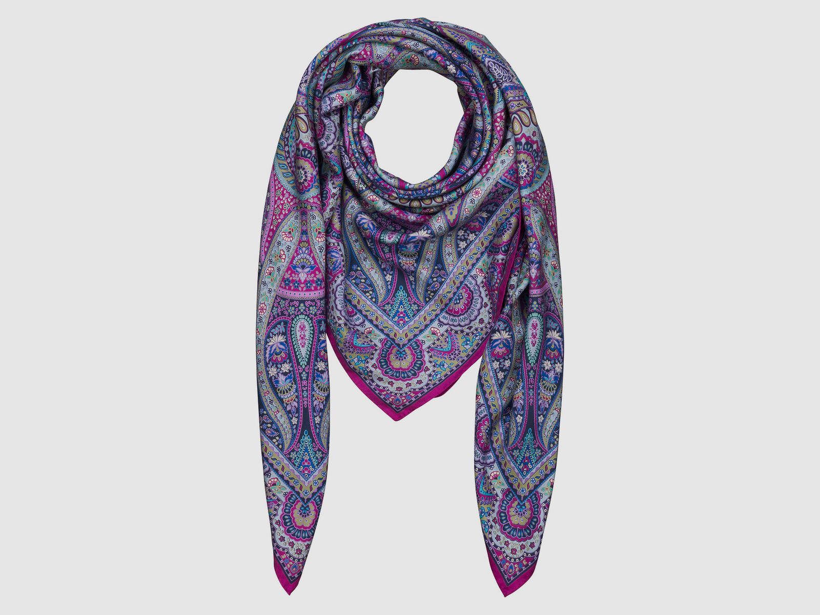 Écharpe en pure soie twill roulée avec finition sandwashed – Fuchsia, image 1 sur 3