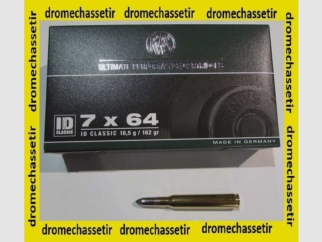 1 Boite de 20 Cartouches, calibre 7×64, ID Classic 162 grains, 10,5 grammes