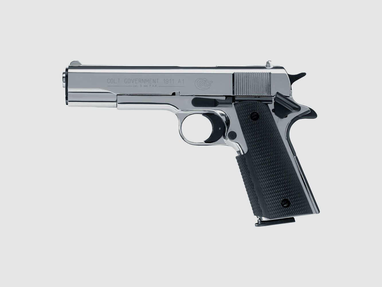 Umarex Schreckschusspistool COLT Colt Government 1911 A1 - Gepolijst Chroom - 9mm PAK, afbeelding 2 van 2