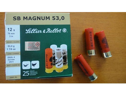 Sellier & Bellot	 Sellier & Bellot Schrotpatronen Plastik 12/76 53g-3,0mm