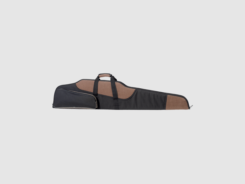 Fritzmann nylon hoes zwart/bruin, met voorvak, handvat en riem, gevoerd, maat: 120 x 25 cm
