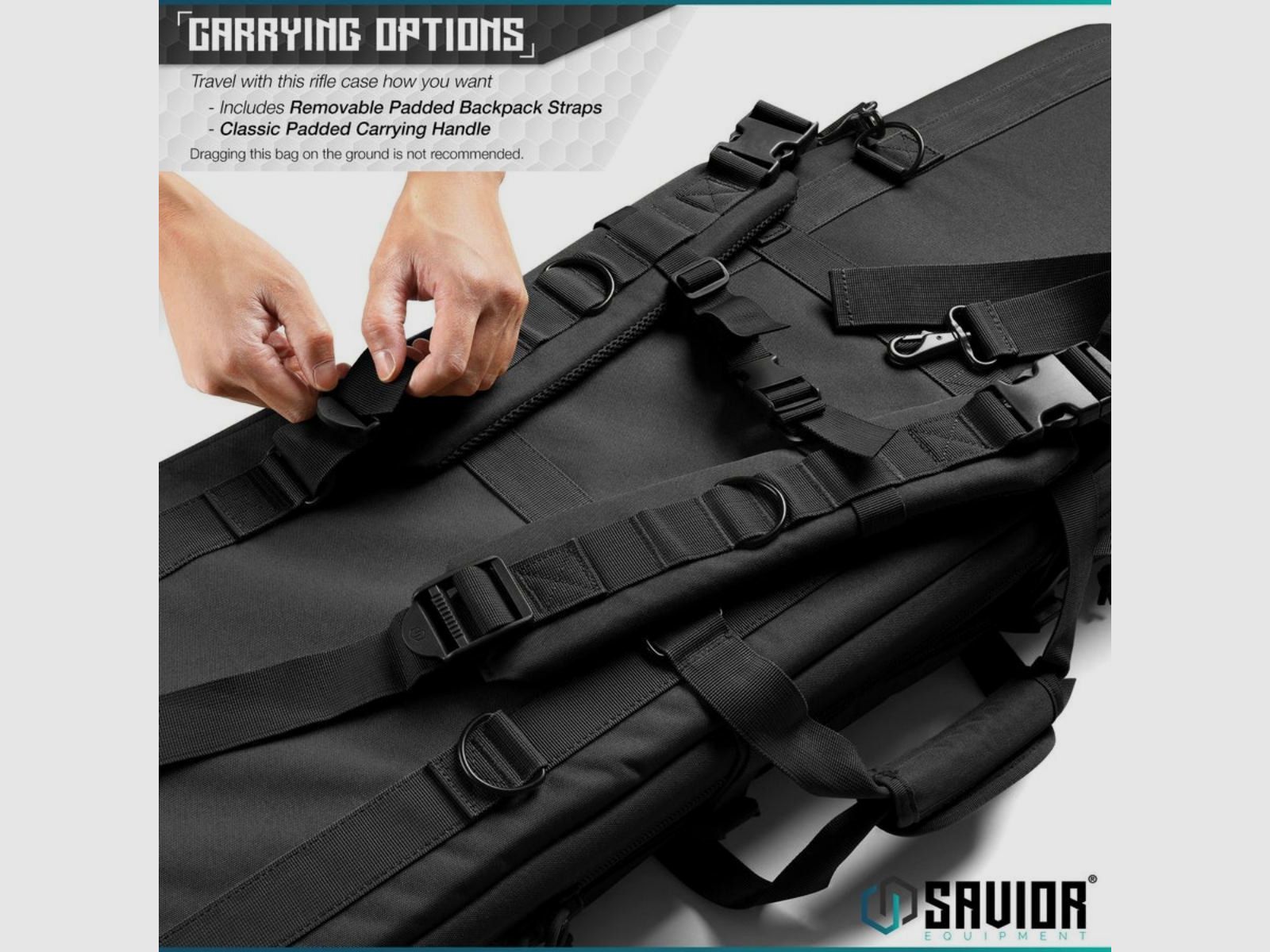 Savior - Torba Double Rifle Bag - American Classic - 51" - Czarna - RB-5112DG-V1-BK, zdjęcie 6 z 6