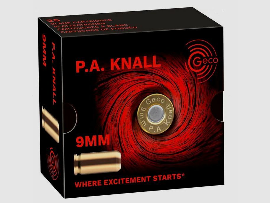 Pyro Munition Schreckschuss 9mm PA GECO Knallpatronen Platzpatronen Silvester Self Defence