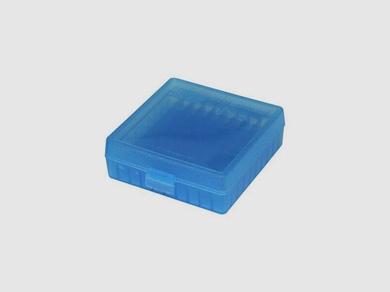 Boîte à cartouches MTM avec couvercle rabattable bleu .22lr 100 cartouches, image 1 sur 3