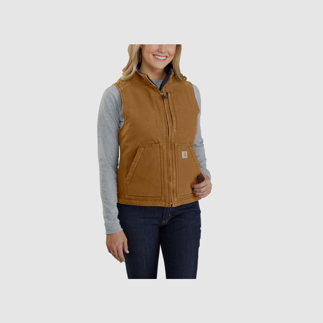 Carhartt Damen Weste Sherpa lined Mock Neck Brown