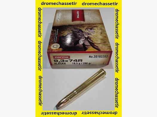 1 doos van 20 patronen in kaliber 9,3x74R, merk Norma, Alaska kogels van 286 grains, 18,5 gram