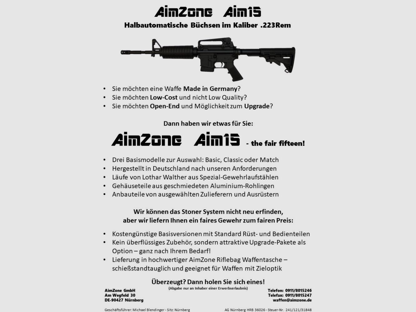 AimZone Ha.Büchse .223Rem AimZone Aim15 Basic Sporter 16M System AR-15 +Geco 1-6x24 Zielfernrohr+Burris PEPR