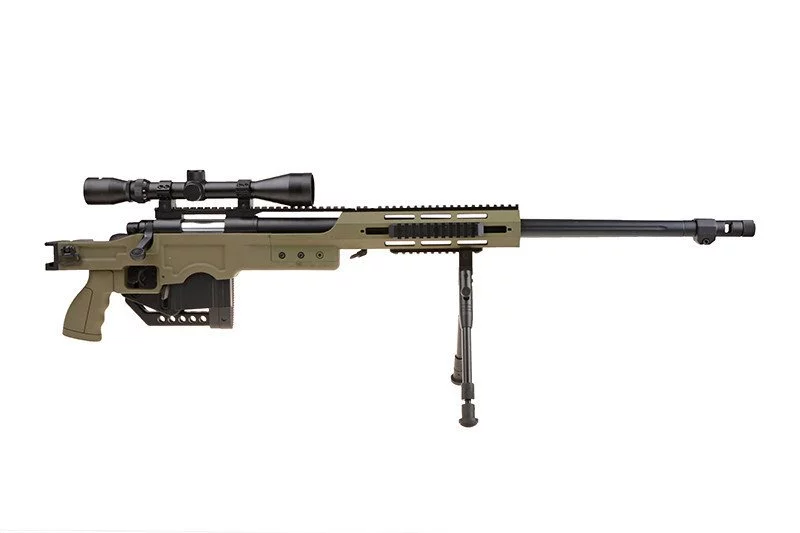 Karabin snajperski ASG WELL MB4411D - z lunetą i dwójnogiem - oliwkowa, zdjęcie 10 z 20